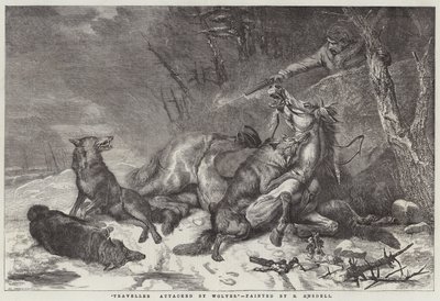 Traveller attacked by Wolves by Richard Ansdell